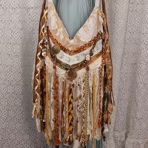 HANDMADE Boho Long Fringe OOAK Gypsy Festival Purse Bag Bohemian Hippie Lace